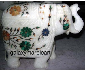 Marble inlay elephant ht 5" e-503